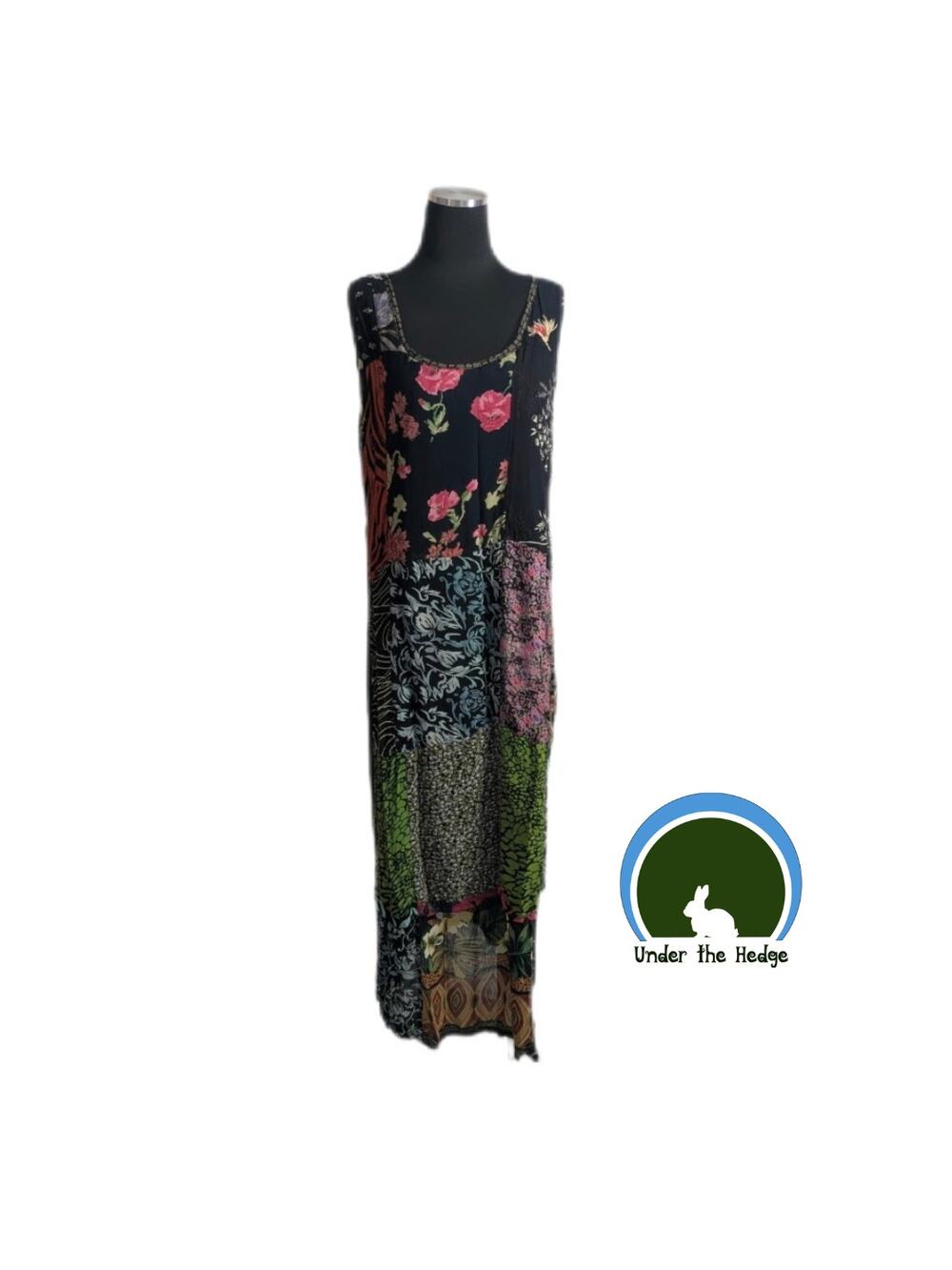 Sacred Threads Patchwork Layered Shift Dress Fits Medium Boho Artsy Lagenlook 02